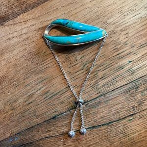 Turquoise and sterling silver adjustable bracelet